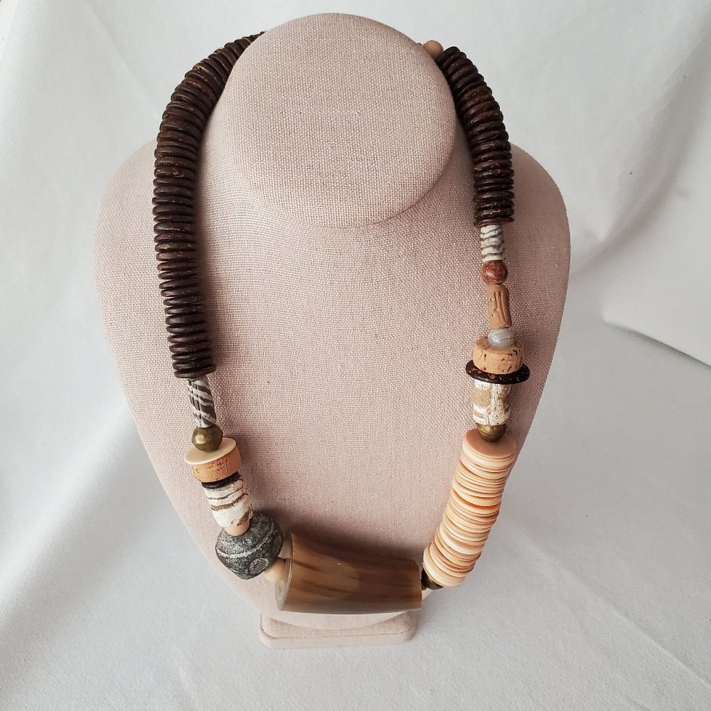 Vintage m.e. Mary Ellen Stewart Modern Tribal Beaded Necklace 24 in - Picture 7 of 8